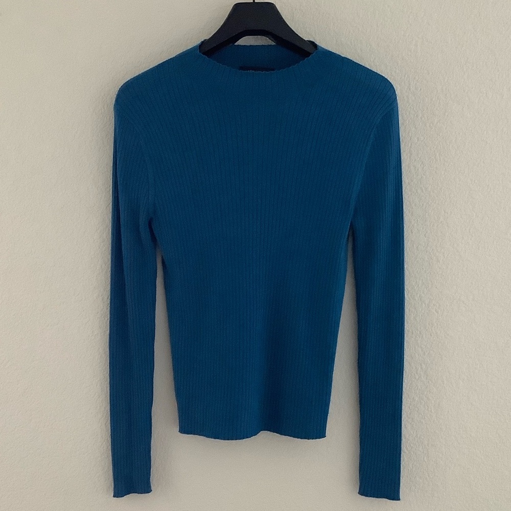 Blue Ribbed Ann Taylor Top - Picture 5 of 5